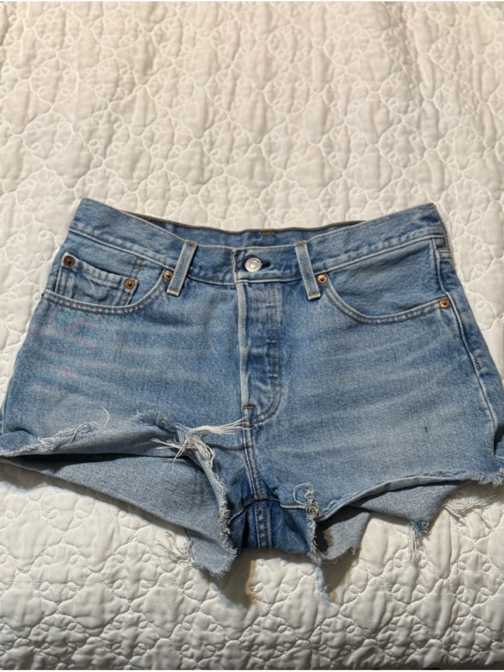 LEVI’S Light Blue Distressed Cutoff Jean Shorts